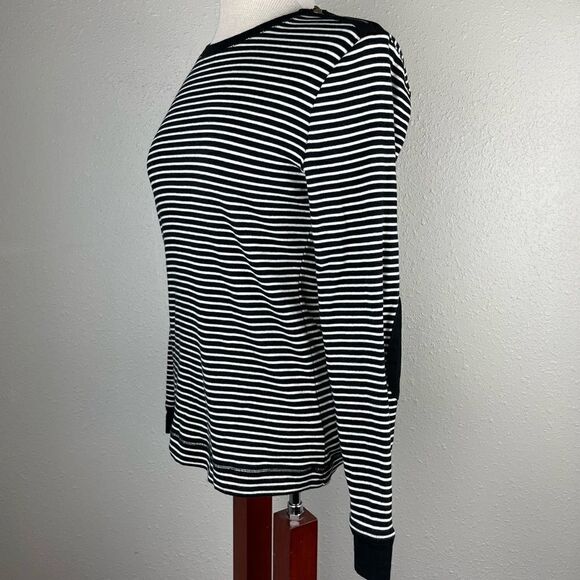 Lauren Ralph Lauren Long Sleeve Black and White Striped Shirt Size L EUC - Picture 2 of 8